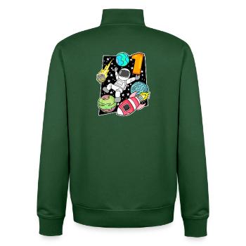 1 year old - school enrollment - Unisex Organic Zip Sweatshirt by Stanley/Stella - bottle green - Back - AI Model Male 185 dark (185cm)