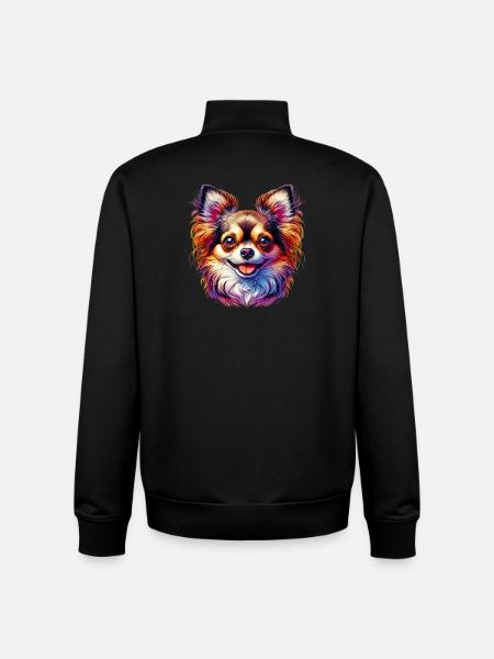 Chien Chihuahua - Sweat zippé unisexe en coton bio Stanley/Stella - noir