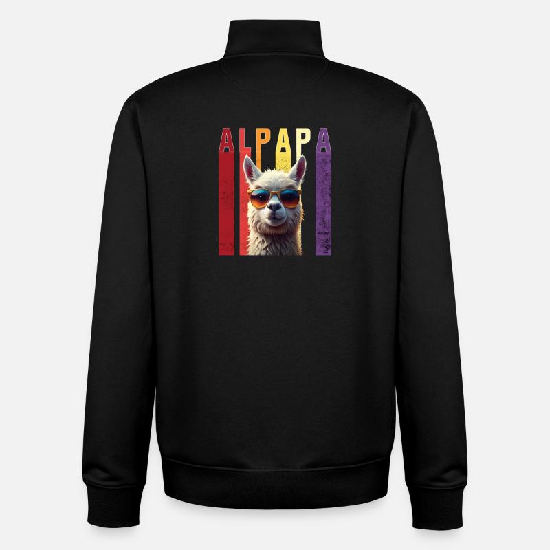 Funny alpaca parameter with sunglasses - Unisex Organic Zip Sweatshirt by Stanley/Stella - black