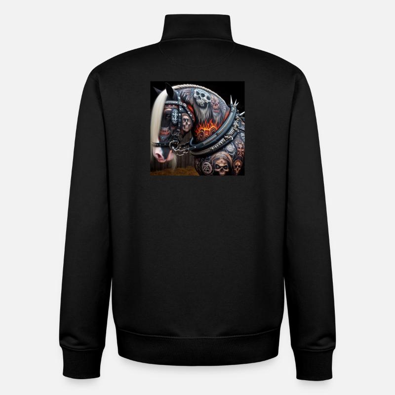 Cheval lourd tatoué - Sweat zippé unisexe en coton bio Stanley/Stella - noir