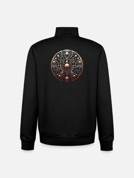 Futuristic Circuit Mandala Logo - Unisex Organic Zip Sweatshirt by Stanley/Stella - black