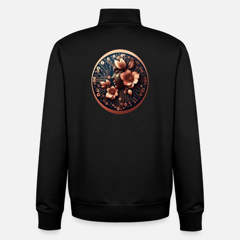 Biotechnologie AI Design Fleurs - Sweat zippé unisexe en coton bio Stanley/Stella - noir