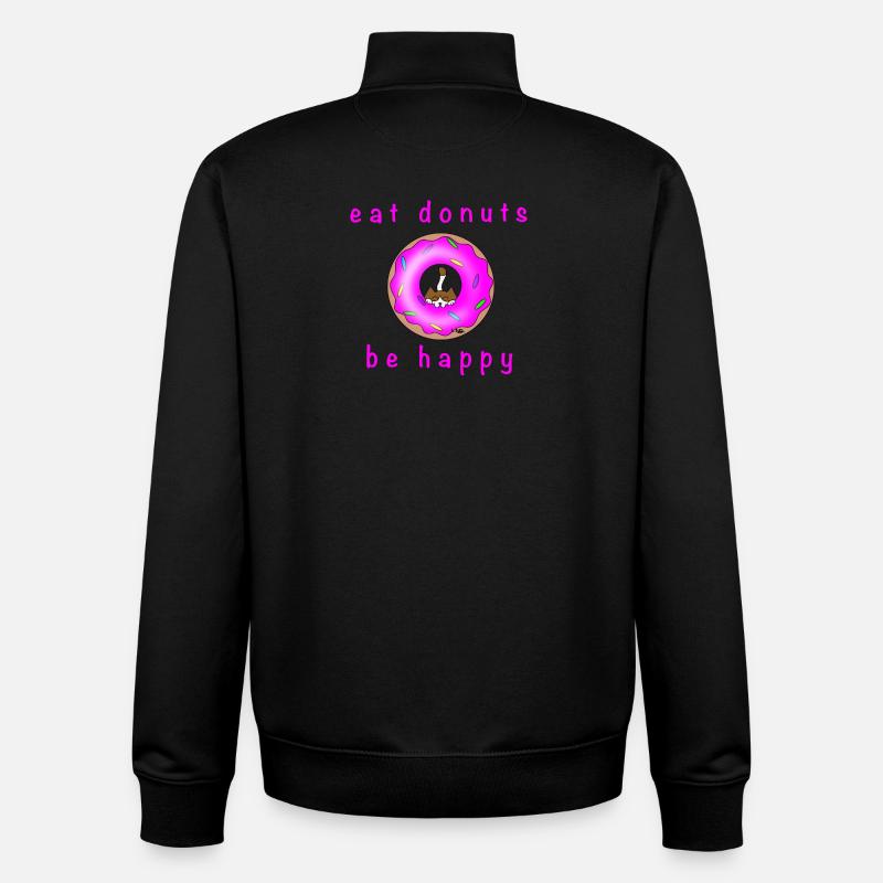 Katze mit Donat - Unisex Organic Zip Sweatshirt von Stanley/Stella - Schwarz