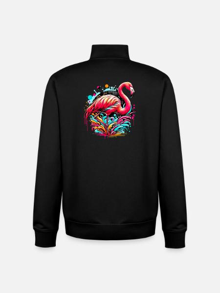 Flamingo - Unisex Organic Zip Sweatshirt by Stanley/Stella - black