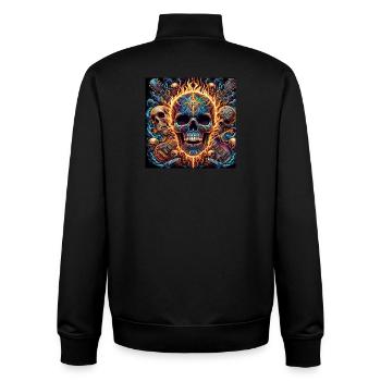 Crâne avec guitares croisées - Sweat zippé unisexe en coton bio Stanley/Stella - noir - Dos - AI Model Male 185 light (185cm)