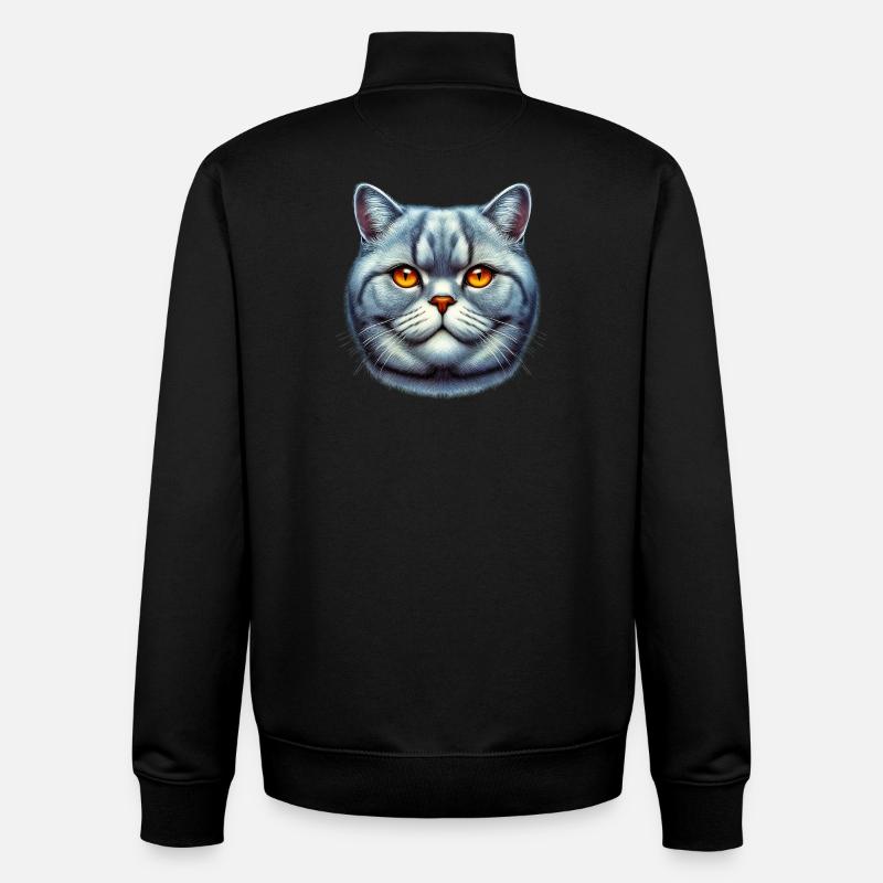Chat British Shorthair - Sweat zippé unisexe en coton bio Stanley/Stella - noir