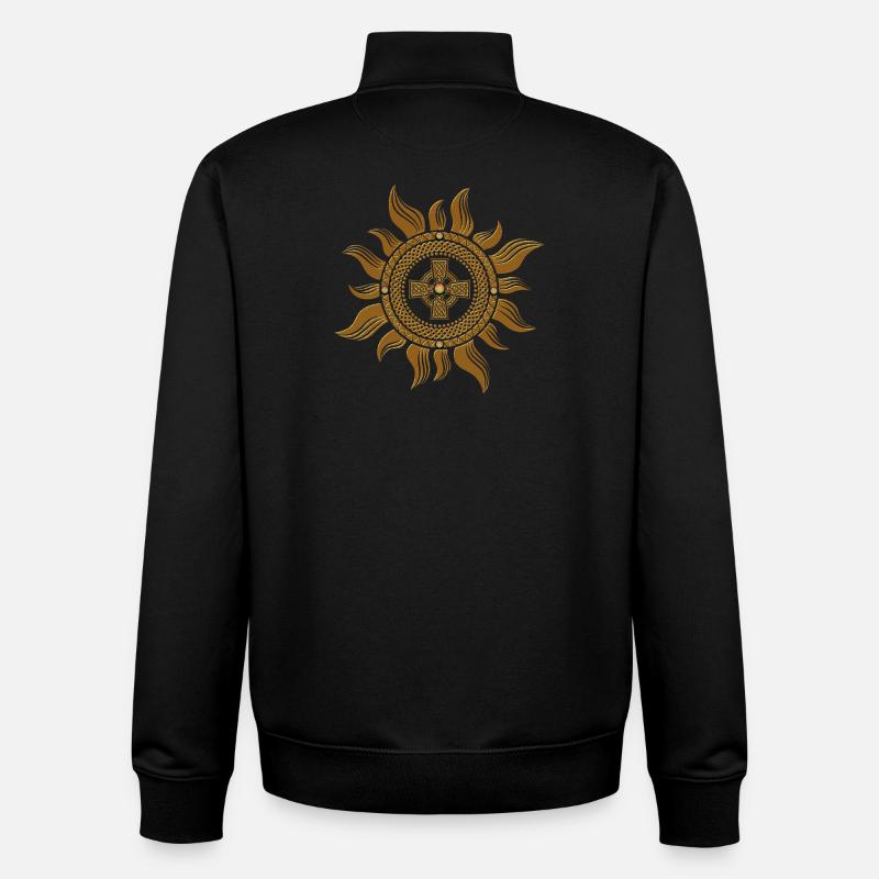 La croix celtique dorée. - Sweat zippé unisexe en coton bio Stanley/Stella - noir