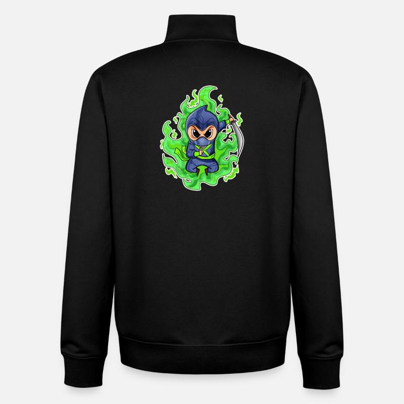 Ninja Motif Fire Green - Unisex Organic Zip Sweatshirt by Stanley/Stella - black