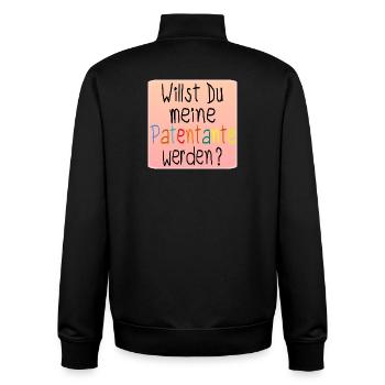 Willst Du meine Patentante werden - Baby Taufe - Unisex Organic Zip Sweatshirt von Stanley/Stella - Schwarz - Hinten - AI Model Male 185 light (185cm)