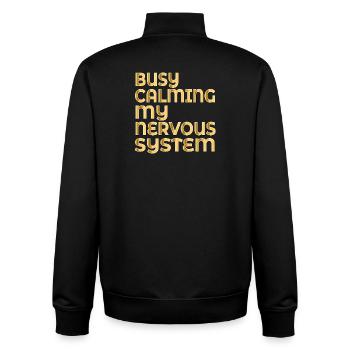 BERUHIGUNG MEINES NERVENSYSTEMS - Unisex Organic Zip Sweatshirt von Stanley/Stella - Schwarz - Hinten - AI Model Male 185 light (185cm)