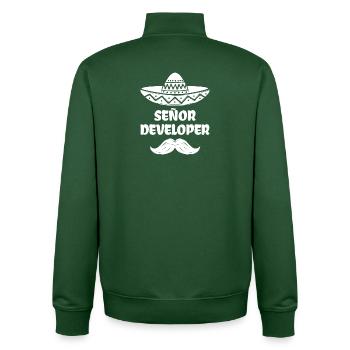 Developer Statement Code Computer Science Geek Scripting - Unisex Organic Zip Sweatshirt by Stanley/Stella - bottle green - Back - AI Model Male 185 dark (185cm)