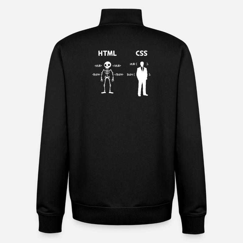 Code Css C++ Php Java Developer Code Scripting - Felpa unisex con zip in cotone biologico di Stanley/Stella - nero