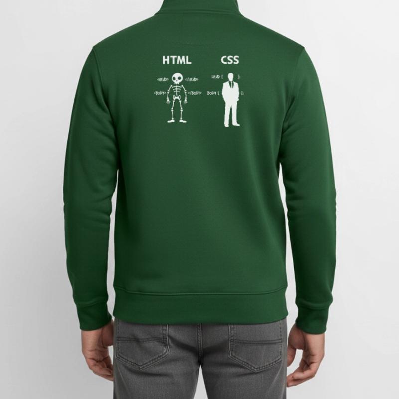 Code Css C++ Php Java Developer Code Skripting Unisex Organic Zip Sweatshirt von Stanley/Stella