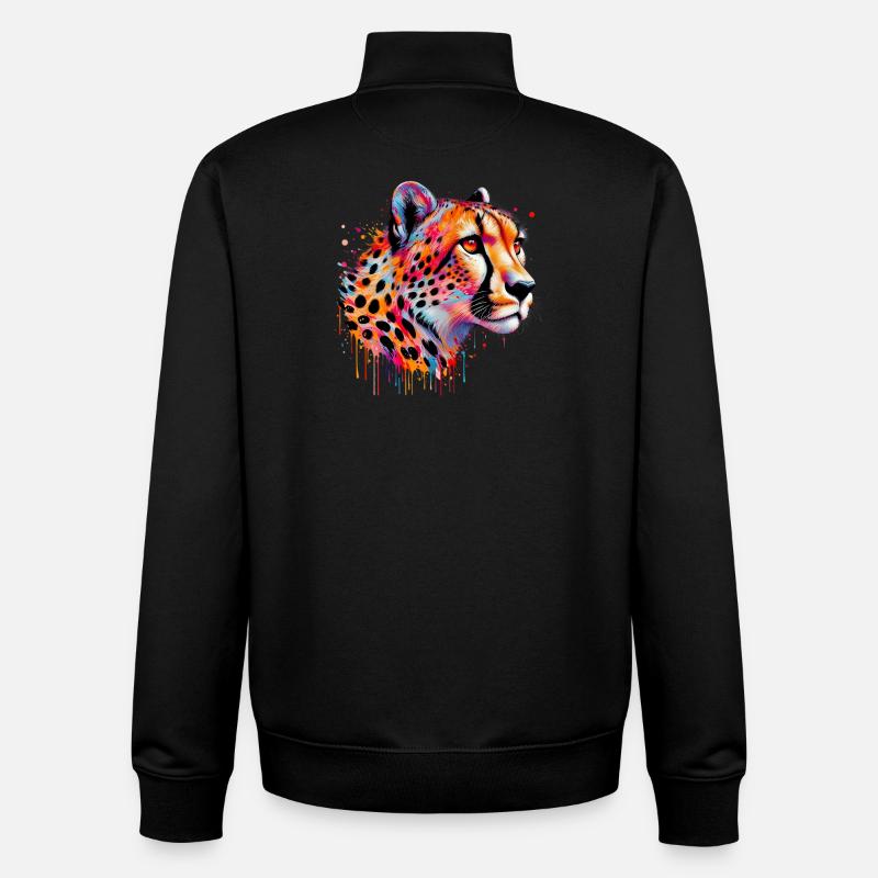 Guépard - Sweat zippé unisexe en coton bio Stanley/Stella - noir