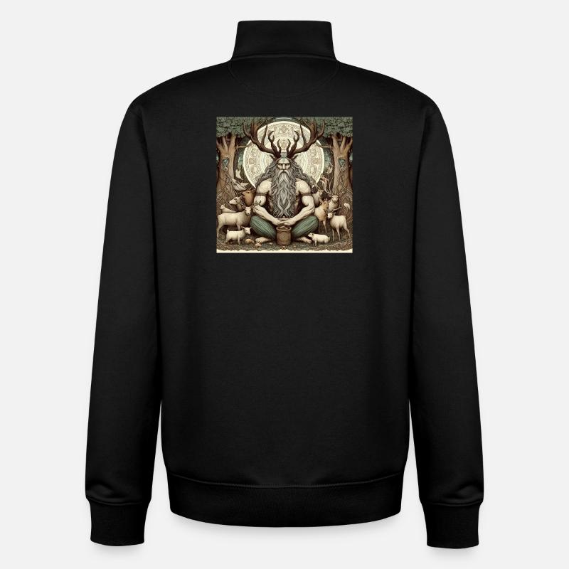 Cernunnos, dieu celte - Sweat zippé unisexe en coton bio Stanley/Stella - noir