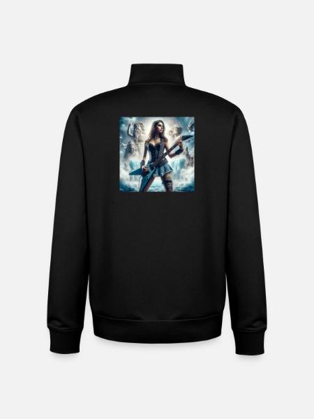 Guitarist with Poseidon - Unisex Organic Zip Sweatshirt by Stanley/Stella - black