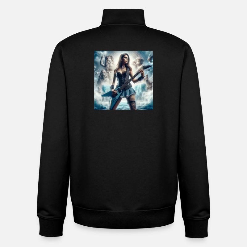 Guitariste avec Poséidon - Sweat zippé unisexe en coton bio Stanley/Stella - noir