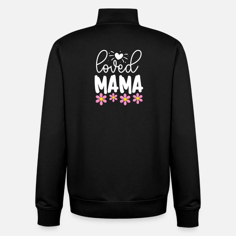 Loved Mama - Unisex Organic Zip Sweatshirt by Stanley/Stella - black
