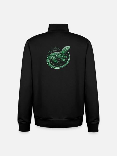 Eidechsen-Grüntöne, Aborigine-Motive, Tribal - Unisex Organic Zip Sweatshirt von Stanley/Stella - Schwarz