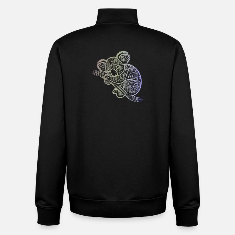 koala en motifs aborigènes , tribal - Sweat zippé unisexe en coton bio Stanley/Stella - noir