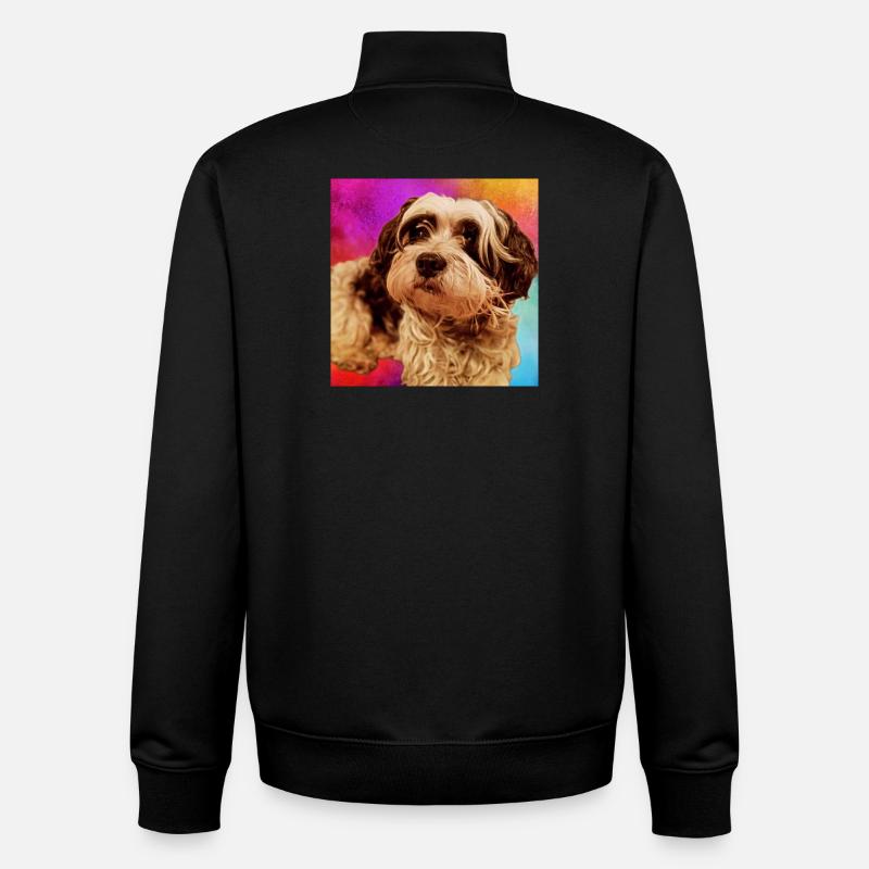 Hundeporträt mit buntem Hintergrund - Unisex Organic Zip Sweatshirt von Stanley/Stella - Schwarz
