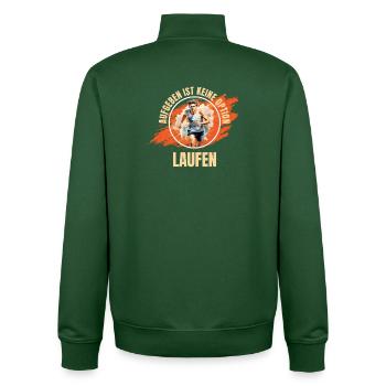 Laufen: Aufgeben ist keine Option - Unisex Organic Zip Sweatshirt von Stanley/Stella - Flaschengrün - Hinten - AI Model Male 185 dark (185cm)
