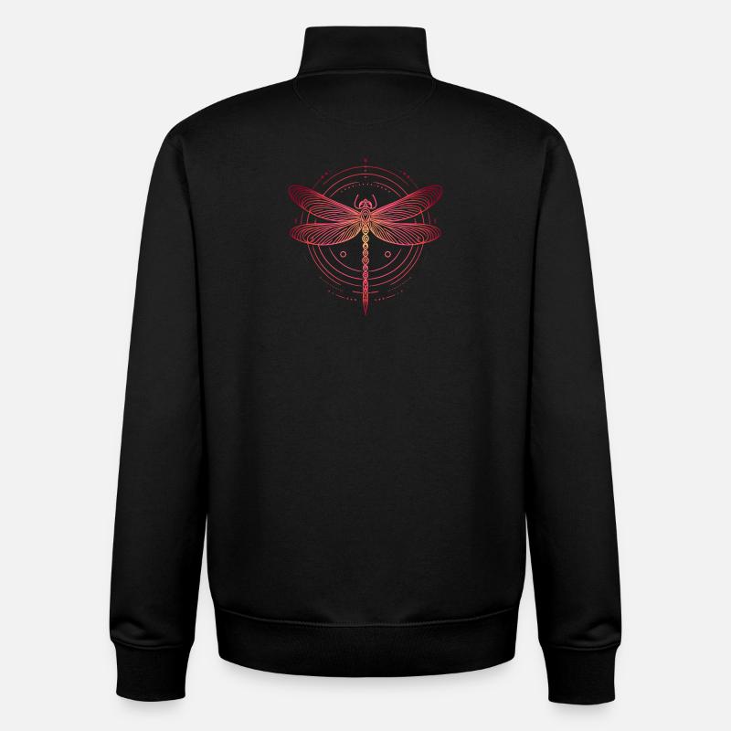 libellule motifs spirale, dégradé rose - Sweat zippé unisexe en coton bio Stanley/Stella - noir