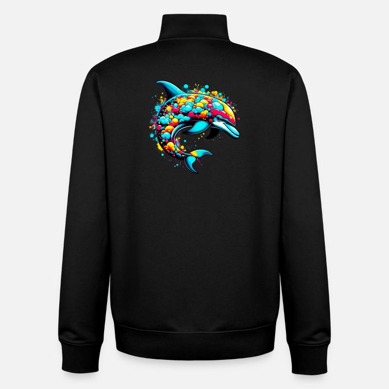 Dolphin - Unisex Organic Zip Sweatshirt by Stanley/Stella - black