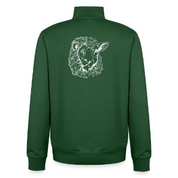 Löwe und Lamm - Unisex Organic Zip Sweatshirt von Stanley/Stella - Flaschengrün - Hinten - AI Model Male 185 dark (185cm)