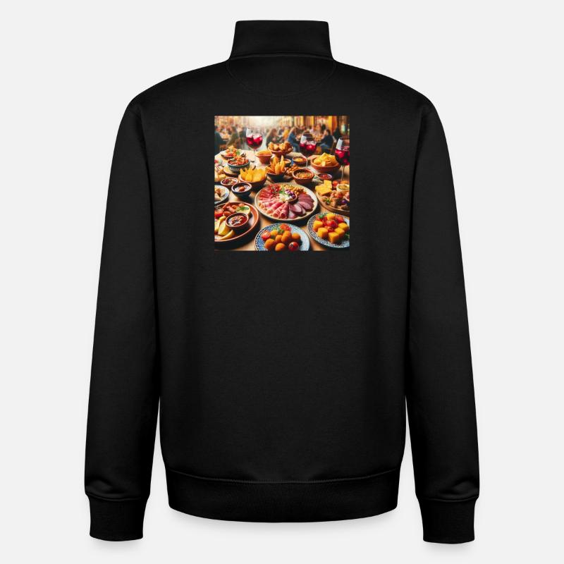 Tapas espagnoles - Sweat zippé unisexe en coton bio Stanley/Stella - noir