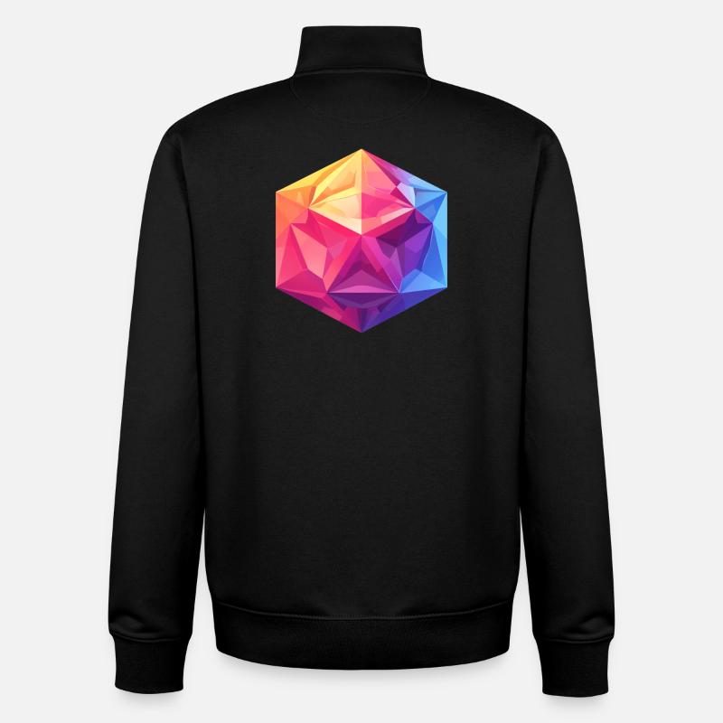 Geometric D20 Cube – Colorful RPG Design - Unisex Organic Zip Sweatshirt by Stanley/Stella - black