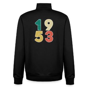 1953 - Jahrgang 1953 - Baujahr 1953 - Unisex Organic Zip Sweatshirt von Stanley/Stella - Schwarz - Hinten - AI Model Male 185 light (185cm)