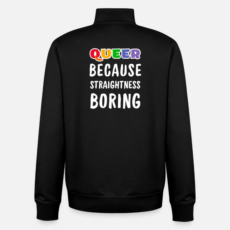 Queer, weil Geradlinigkeit langweilig - Unisex Organic Zip Sweatshirt von Stanley/Stella - Schwarz