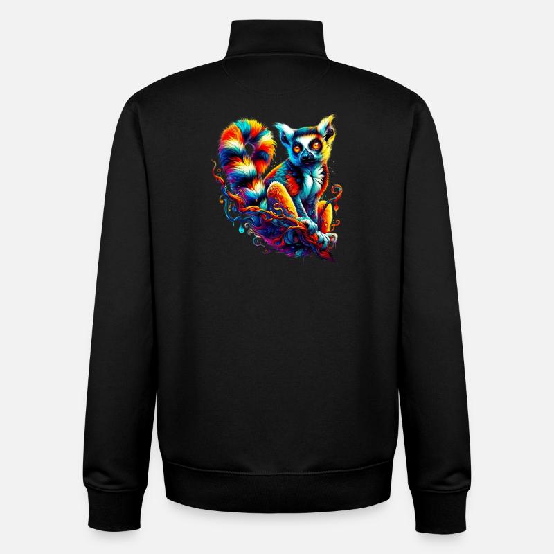Lémurien - Sweat zippé unisexe en coton bio Stanley/Stella - noir