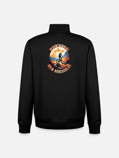 Mountainbike: Mein Herzschlag - Unisex Organic Zip Sweatshirt von Stanley/Stella - Schwarz