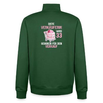 Verkäuferin 33 Geburtstag Beruf 33 Jahre Spruch - Unisex Organic Zip Sweatshirt von Stanley/Stella - Flaschengrün - Hinten - AI Model Male 185 dark (185cm)