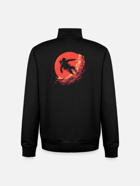 Astronaute Surfeur - Sweat zippé unisexe en coton bio Stanley/Stella - noir