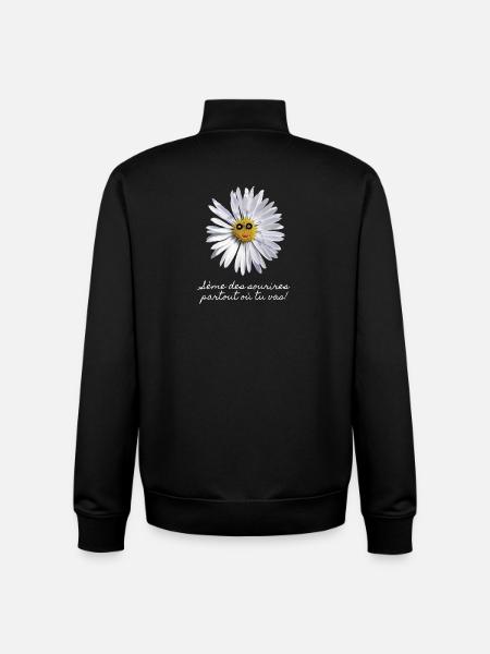 Smiling Daisy - Unisex Organic Zip Sweatshirt by Stanley/Stella - black