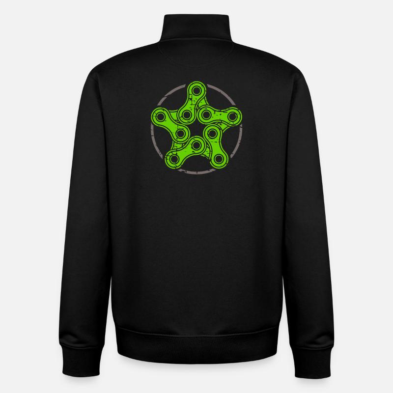 Bicycle Chains Star Retro Motif - Unisex Organic Zip Sweatshirt by Stanley/Stella - black