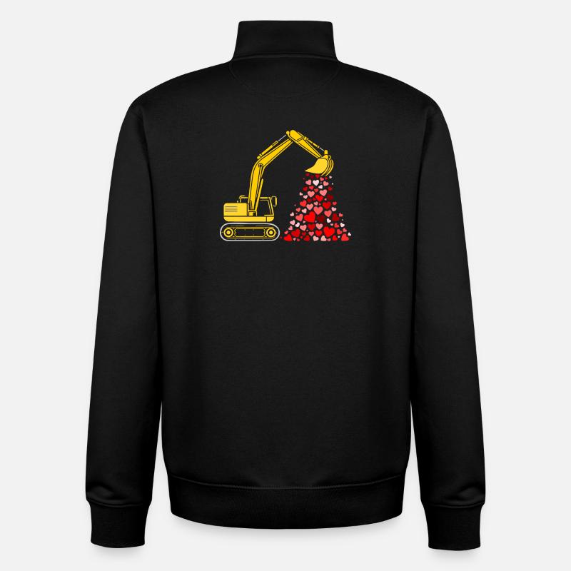 pelleteuse coeurs - Sweat zippé unisexe en coton bio Stanley/Stella - noir
