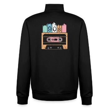 Kassette Musik 90s 1990er used look Klassiker Logo - Unisex Organic Zip Sweatshirt von Stanley/Stella - Schwarz - Hinten - AI Model Male 185 light (185cm)