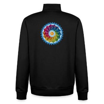 Cercle de poissons sous l’eau et soleil - Sweat zippé unisexe en coton bio Stanley/Stella - noir - Dos - AI Model Male 185 light (185cm)