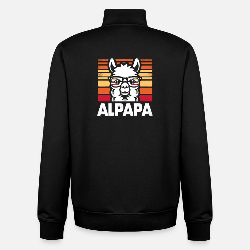 Alpaga rétro avec lunettes - Sweat zippé unisexe en coton bio Stanley/Stella - noir