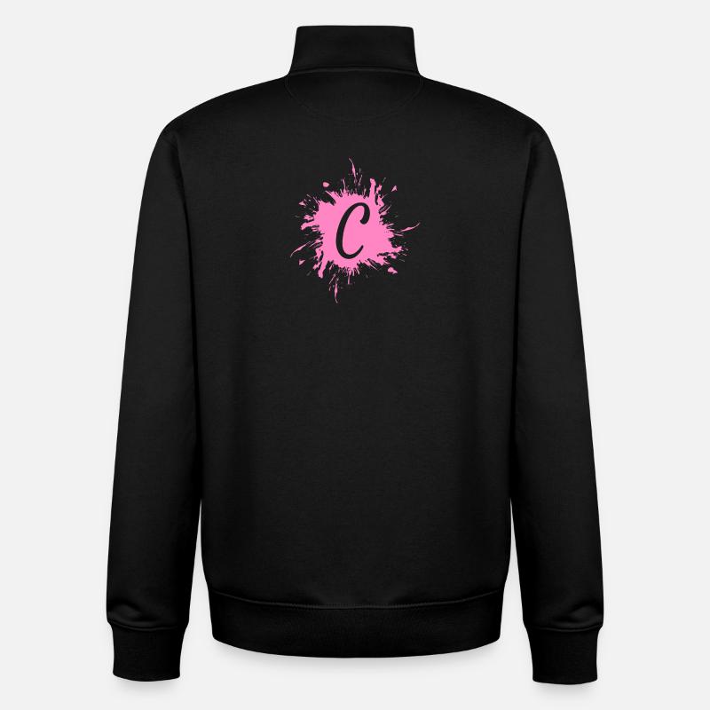 Letter C - initial letter C - Unisex Organic Zip Sweatshirt by Stanley/Stella - black