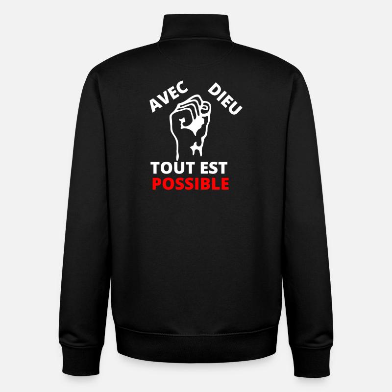 Poing revendicatif inspirant message de solidarité - Sweat zippé unisexe en coton bio Stanley/Stella - noir