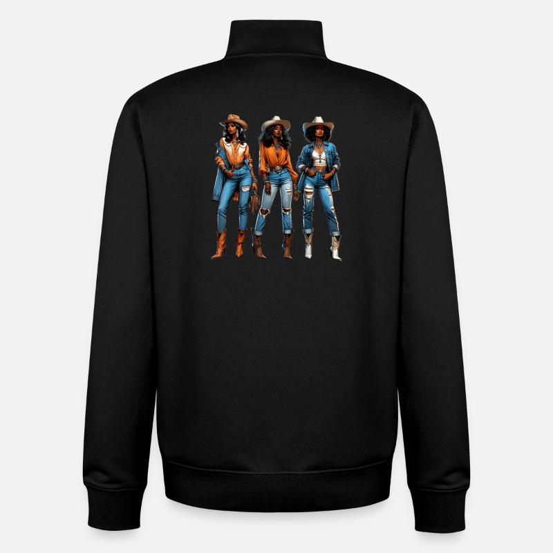 Schwarzes Mädchen Western Rodeo Juneteenth Texas - Unisex Organic Zip Sweatshirt von Stanley/Stella - Schwarz