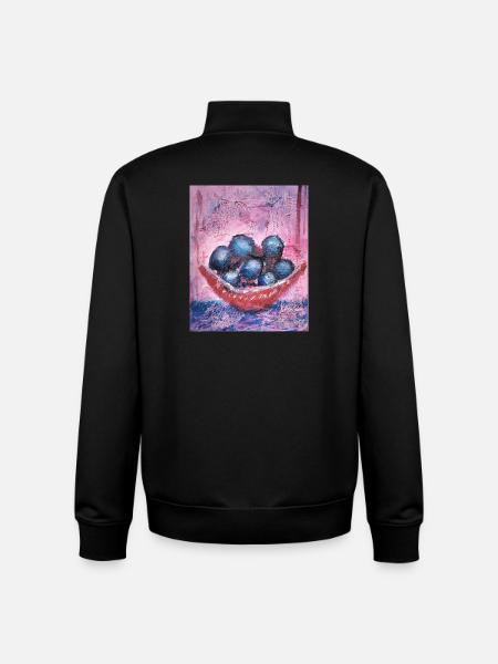 Blueberrys on pastel background - Unisex Organic Zip Sweatshirt by Stanley/Stella - black