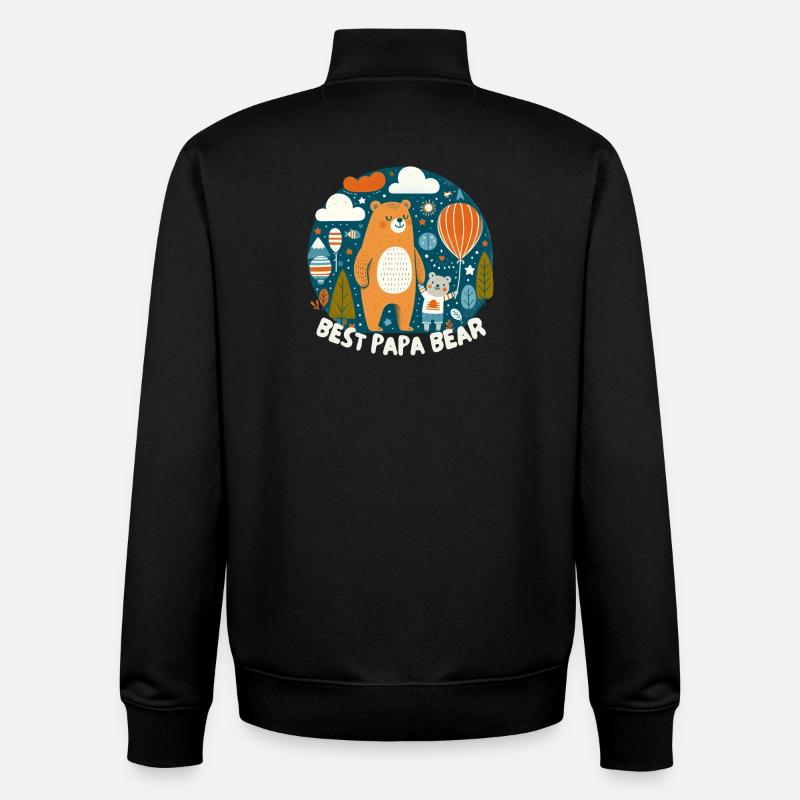Fête des pères. Meilleur Papa Bear - Sweat zippé unisexe en coton bio Stanley/Stella - noir
