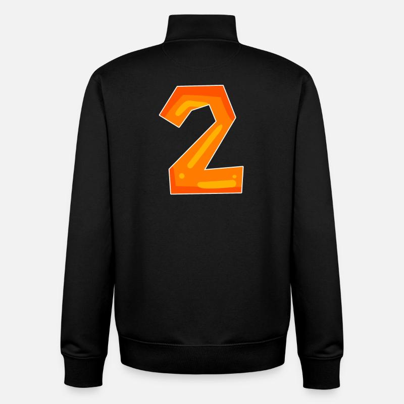 Deux - 2 - Nombre - Sweat zippé unisexe en coton bio Stanley/Stella - noir