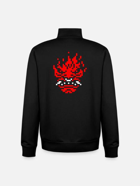 Oni pixel 8 bits - Sweat zippé unisexe en coton bio Stanley/Stella - noir